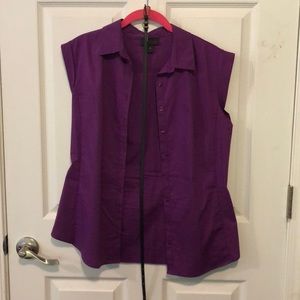 Purple Button Down Belted Blouse